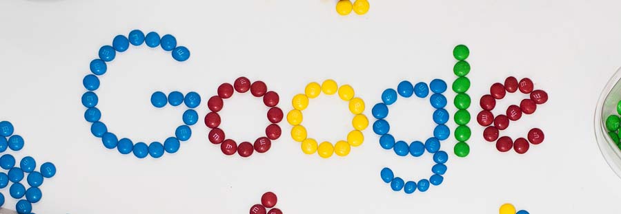 Google logo built out of M+M candies