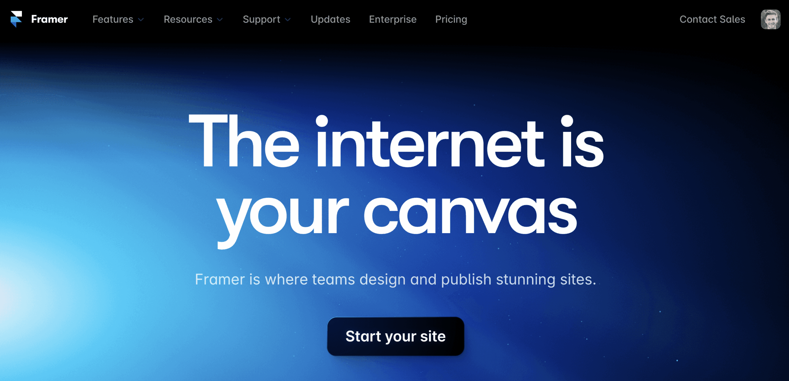 Framer homepage screengrab